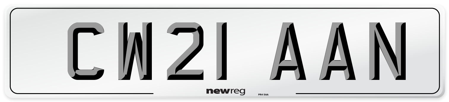 CW21 AAN Number Plate from New Reg